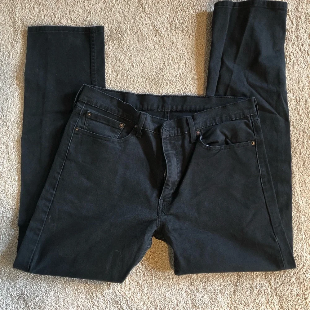 Mens Levi’s black denim red tag jeans some stretch 5 pocket 34 x 32